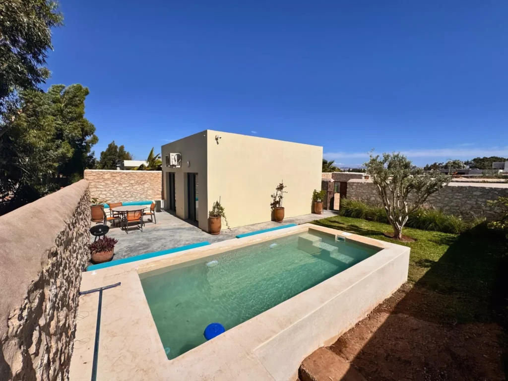 Vue piscine et maison Dar Bilboa Essaouira
