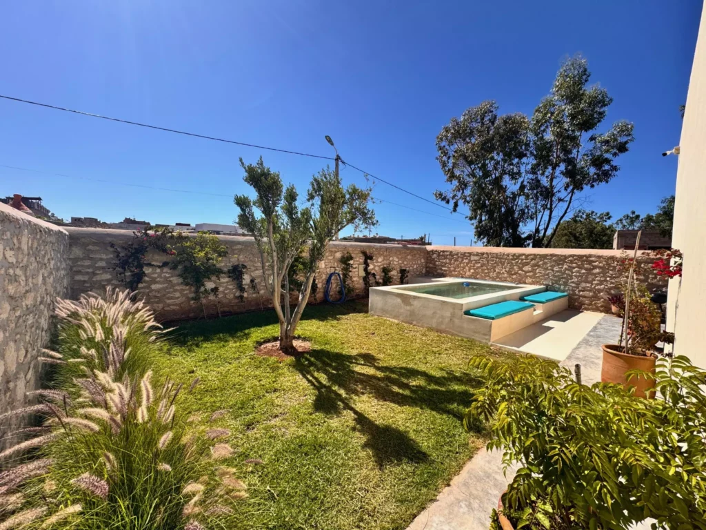 vue piscine et jardin Dar Bilboa Essaouira
